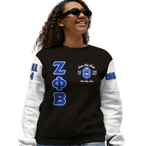 Sudadera Azul con Cuello Redondo de la Hermandad Griega Zeta Phi Beta 1920, Sudadera Bordada para Mujer - Product Image 5
