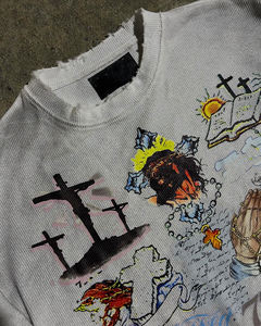 Camiseta gráfica personalizada con serigrafía 250 GSM algodón pesado de talla grande Boxy doble capa camisetas de manga larga para hombres - Product Image 1