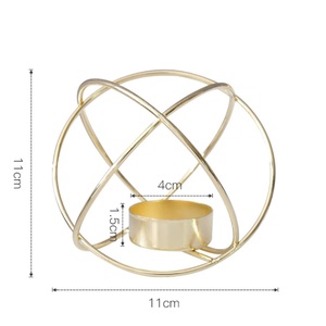 Portavelas Redondo de Hierro y Metal para Decoración de Boda, Soporte de Mesa Chapado en Oro, Forma Geométrica, Novedad - Product Image 3