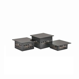 แท่นวางเค้กสีทองสไตล์ไม่เหมือนใครพร้อมหินอ่อนสีดำด้านบนสุดหรูสำหรับปาร์ตี้โรงแรมบ้านอุปกรณ์การฉลองเค้กของตกแต่งงานปาร์ตี้ขายดี - Product Image 4