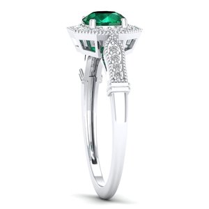 Bague de fiançailles halo en argent sterling 925 avec moissanite, prix de gros, pierre précieuse émeraude, bijoux fins exclusifs, fabricant REYES - Product Image 3