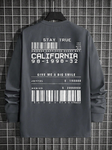 Camiseta de manga larga personalizada para hombre, cómoda, holgada, 100% algodón, de color sólido, camiseta básica de manga larga para hombre. - Product Image 2