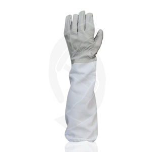High Quality Cow Sheep Goat Grain <b>Leather</b> Beekeeping <b>Gloves</b> <b>Long</b> Sleeves Elastic Closure Canvas Cuff for Bee Keepers Stingproof - Product Image 4