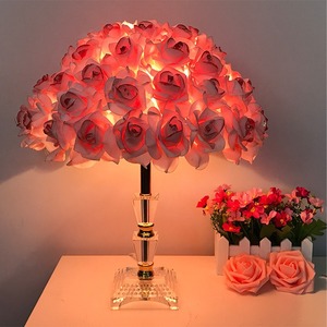 Lámpara de Mesa con Flores Preservadas, Creativa, para Bodas, Habitación de Novia, Roja, para Recámara, Lámpara de Noche, Estilo Europeo, Rosa, para Bodas - Product Image 5