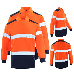Wholesale Men Workwear Hi Viz Orange Reflective Safety Clothing Polo T <b>Shirt</b> Work <b>Shirts</b> - Product Image 1