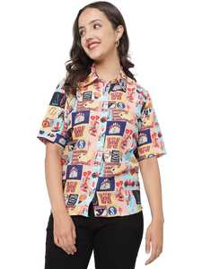 Chemises en mousseline personnalisées pour dames Chemisier en polyester graphique à impression pour femmes Chemisiers et chemises pour femmes de grande taille - Product Image 4