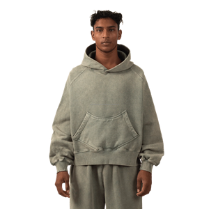 Mens Winter Heavyweight Washed Regular Crop Hoodie Baggy Sweatpants Set Custom Made Essential Comfortable Casual Blank Tracksuit - Product Image 3