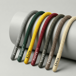 Custom Logo <b>Braided</b> Drawstrings with Printed Aglets | OEM/ODM Eco-Friendly Cotton & Polyester Hoodie Cords | Flat for Bags Shoes - Product Image 2