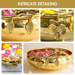 Sacred Serenity Urli Bowl with Floating Flowers for Sacred <b>Spaces</b> Floral Harmony Urli Bowl with Floating Flowers - Product Image 5