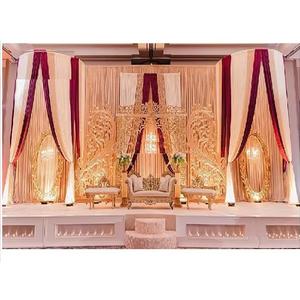 Espléndido tema dorado moderno Configuración de escenario de boda Recepción asiática Decoración de escenario de gran boda tradicional - Product Image 1