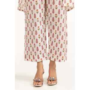 Combinaison en crêpe marron pour femme avec décoration brodée à la main, pantalon crayon respirant taille mi-haute coupe droite - Product Image 1