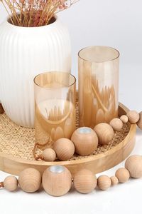 Juego de candelabros de madera de 5 candelabros de madera largos rústicos a granel sin terminar soporte de vela decorativo de madera natural - Product Image 5