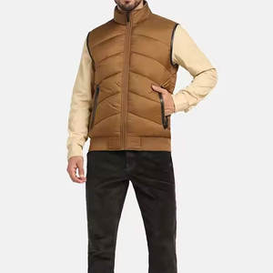 2025 nouveau Design Logo personnalisé mode hiver chaud fermeture éclair hiver sans manches veste bleu bouffant hommes gilets - Product Image 3