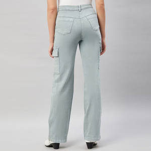 Algodón hecho en línea Venta de piezas frescas Mujeres Pantalones vaqueros acampanados de alta calidad Tallas grandes Ropa al aire libre Mujeres Pantalón de mezclilla - Product Image 4