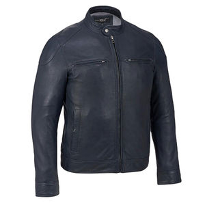 Veste en cuir en toile respirante personnalisée en gros mince tenue décontracté régulier avec col montant pour l'hiver veste en cuir pour hommes - Product Image 3