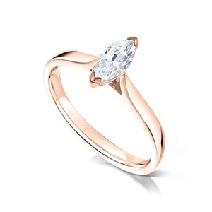 Bague de fiançailles élégante en diamant de laboratoire étincelant taille marquise, or massif 14K, F-SI2, sertie à griffes, pour le quotidien, à empiler, cadeau - Product Image 3