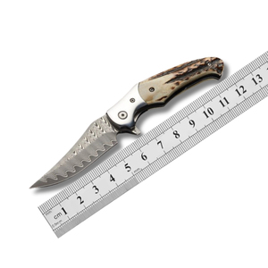 Couteau de poche pliant de camping tactique en plein air manche en bois lame damas bricolage de qualité OEM personnalisation haute durabilité 12 pouces - Product Image 1