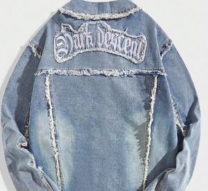 Unisex Casual Winter Denim <b>Jacket</b> with Hood <b>Light</b> Canvas Fabric Custom Logo Plus Size Coat for <b>Men</b>-Wholesale - Product Image 2
