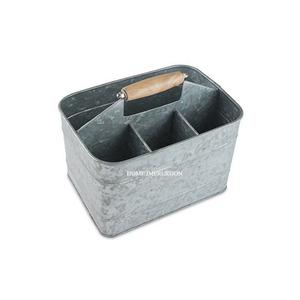 Carrito de Metal galvanizado de granja rústica con compartimentos, contenedor de almacenamiento multiusos, soporte para utensilios de Picnic de cocina para vajilla - Product Image 3