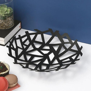 Decoración de mesa de lujo de alta calidad negra única, cuenco colgante multiusos decorativo para el hogar, cesta de frutas de moda, artículos de cena - Product Image 1