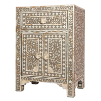 Tabouret de table de chevet en incrustation de nacre fabriqué à la main pour décor de chambre Tabouret de console en incrustation d'os de luxe avec un design complexe