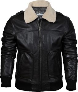 Chaqueta de cuero para hombre Chaqueta de bombardero de piel de cordero genuina para hombre Marrón con cuello de Sherpa extraíble Chaqueta de cuero Premium para hombre - Product Image 2