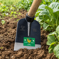 Houe de jardin professionnelle B.cock H304 à tête carrée, en acier, outil agricole durable avec manche en bois noir, pour creuser et déraciner
