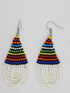 Pendientes bordados a mano de la India con cuentas de semillas, multicolor, para mujer, artesanía de bordado. - Product Image 5