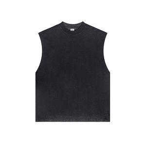 High Quality Customized Heavyweight Muscle <b>Gym</b> <b>Vest</b> T-shirts <b>Men</b> Custom Black Cropped Boxy Fit Sleeveless Tank Top Tee Shirts - Product Image 1