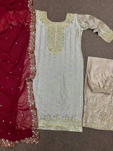 Dernier Designer Heavy Silk Broderie Séquence Travail Palazzo Suit Par FabZone - Product Image 2
