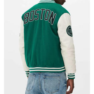 Blouson en cuir premium style Letterman pour homme, streetwear, hiver, couleur personnalisable, sportswear, col montant, logo frontal, prix usine - Product Image 3