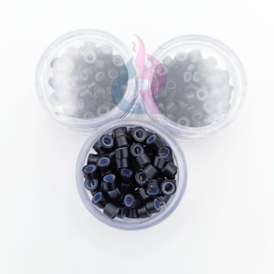 Perles d'extension de cheveux Micro anneau doublé de silicone Nano cuivre noir de haute qualité pour extensions de cheveux humains Nano Tip 3.0x1.6x2.0mm - Product Image 2