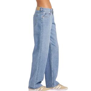 Jean en denim pour femme, taille basse, coupe droite, en coton, avec poches boutonnées, séchage rapide, écologique - Product Image 4