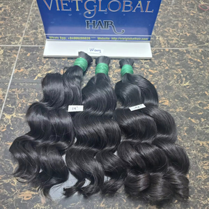 Venta al por mayor Envío Rápido Raw Mejor Calidad Natural Color Negro Ondulado Extensiones de Cabello a granel de Vietglobal Cabello - Product Image 1