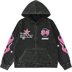 High Quality <b>black</b> <b>zip</b>-<b>up</b> <b>hoodie</b> with a bold colorful streetwear graphic design featuring patch style logos numbers - Product Image 5