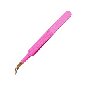 Ensemble de pinces à extensions de cils professionnelles, robustes, courbées, à pointe dorée rose, en acier inoxydable, anti-magnétiques, Kaamir KI-LT-2537, précision - Product Image 5