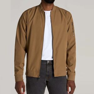 Veste bomber d'hiver pour homme, entièrement zippée, respirante, tissée, de qualité supérieure, avec logo personnalisé, vente en gros OEM |   Veste coupe-vent en satin pour l'extérieur - Product Image 1