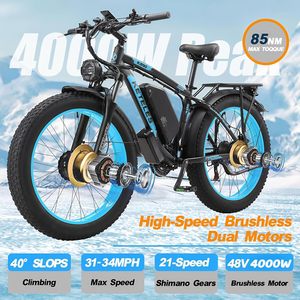 Bici elettrica per adulti, AWD E bici doppio motore, 26 ''grasso pneumatico picco 4000W E biciclette con batteria 48V 23AH bicicletta freno idraulico - Product Image 4