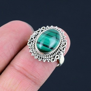 Bague de style bohème en argent faite à la main bijoux en argent sterling 925 Malachite pierres précieuses bague tendance bijoux pour femmes cadeau pour elle - Product Image 5