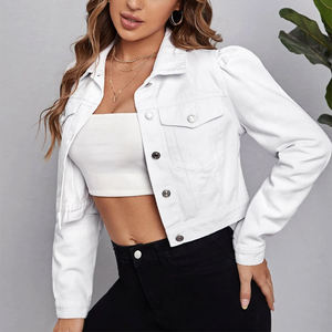 Chaquetas Vaqueras de Mezclilla para Mujer, Lavadas, con Botones, para Invierno, al por Mayor, OEM Personalizado con su Propio Diseño de Logotipo, Lona de Algodón Transpirable - Product Image 2