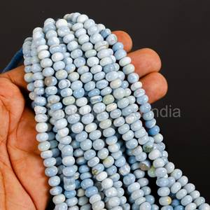 Cuentas de Rondelle lisas de ópalo azul natural para fabricación de joyas, cuentas de ópalo de caramelo Lisas para fabricación de joyas, venta al por mayor, piedras preciosas de ópalo de 16" - Product Image 3