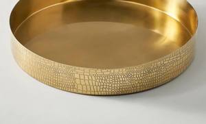 Modern <b>Round</b> Croc Embossed Design <b>Tray</b> Is Perfect For Serving Guests In Style Or As A Centerpiece For Your Bar Or Dining <b>Table</b> - Product Image 6