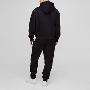 Joggers d'hiver unisexe délavés à l'acide de qualité supérieure Sweats à capuche avec logo personnalisé imprimé noir uni 2-en-1 Streetwear Sweatsuit - Product Image 2
