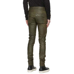 กางเกงหนังสลิมฟิตแฟชั่นสำหรับผู้ชายกางเกงหนังลำลองของแท้สำหรับผู้ใหญ่ - Product Image 3