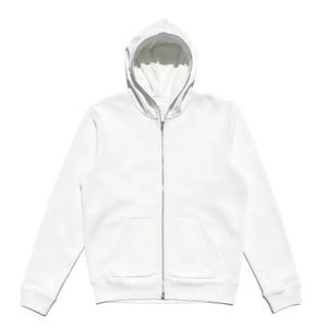 Sudaderas con capucha de 100% algodón con cremallera de cara completa bordada unisex y logotipo personalizado - Product Image 3