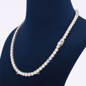 Custom Tennis Chain Jewelry 925 Sterling Silver 6 MM White D Color Round Cut Moissanite <b>Diamond</b> <b>Necklaces</b> <b>For</b> Women - Product Image 6