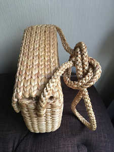 Vintage Style Water Hyacinth Crossbody Bag for Women Girls' Summer Water Hyacinth Bag with Floral Beading Wholesale - Product Image 5