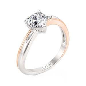 Bague de fiançailles Jeulia en platine plaqué rhodium avec moissanite taille émeraude géométrique - Product Image 2