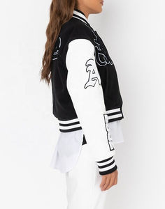 เสื้อแจ็กเก็ตบอมเบอร์ปักลายผ้ากำมะหยี่โอเวอร์ไซส์สำหรับเด็กผู้หญิงผู้ชายเสื้อแจ็กเก็ตเลตเตอร์ฮิปฮอป - Product Image 3