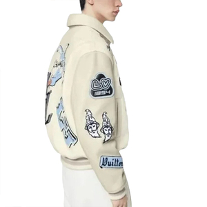 OEM Varsity Jacket Stand Vintage Ropa de invierno Logotipo personalizado bordado de cuero de béisbol Bomber Jacket - Product Image 3